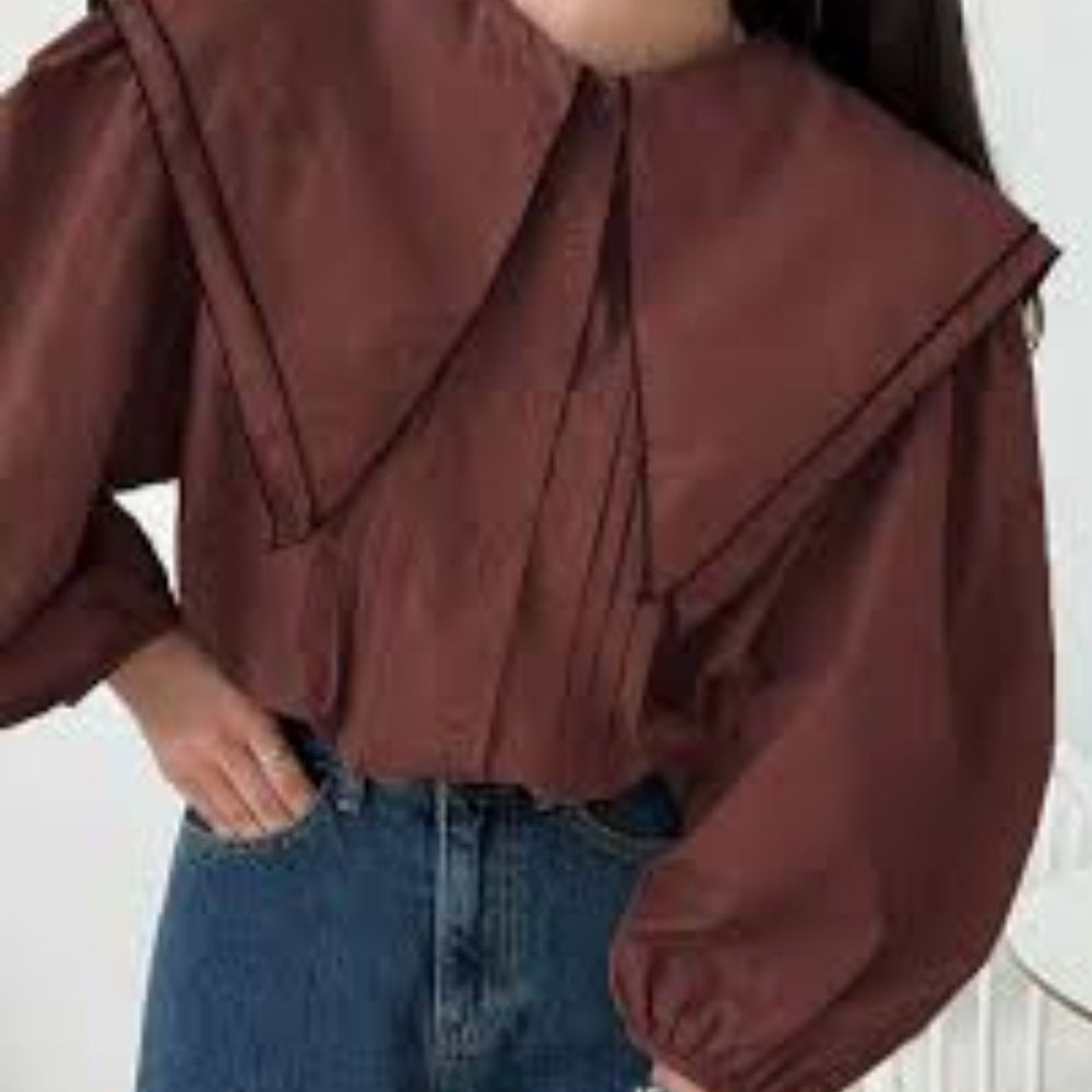 Dazy Collar Brown Women's Top Size XL